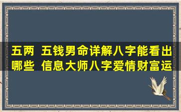 五两  五钱男命详解八字能看出哪些  信息大师八字爱情财富运势完整版免费查询可靠吗